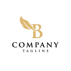 B Letter initial feather design logo vector template
