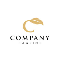 C Letter initial feather design logo vector template