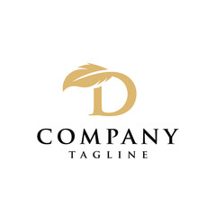 D Letter initial feather design logo vector template