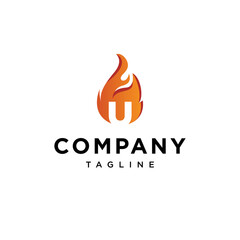 U Letter fire Vector logo icon vector Template
