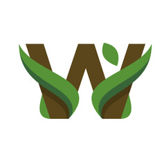 Letter Alphabet logo with green leaf