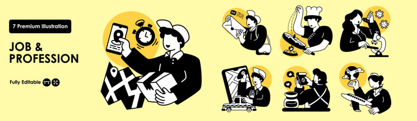 People different occupation collection set. Flat Vector Illustration