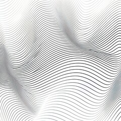 Abstract Background With Distorted Line Shapes On A White Background Monochrome Sound Line Waves