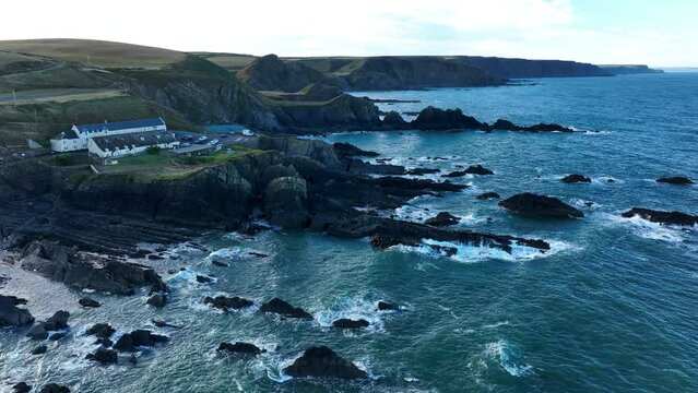 Hartland Quay, North Devon Coast, Aerial Drone September 2022, Prores 4K - Clip 15