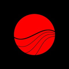 Water flow logo on red circle background