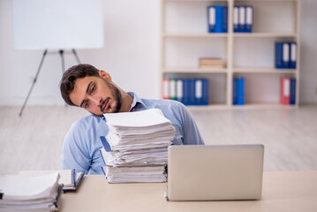 Young male employee working in the office