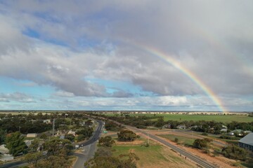 Fototapeta na wymiar An aerial view under the rainbow