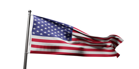 United States or America flag isolated on white background. 3d illustration