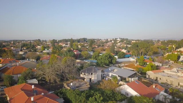 Suburban Aerial Shot of Pardes Hanna- Karkur homes in Northern Israel