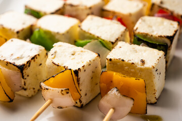 Malai Paneer Tikka Kabab is an Indian asian food made using cottage cheese grilled with cream