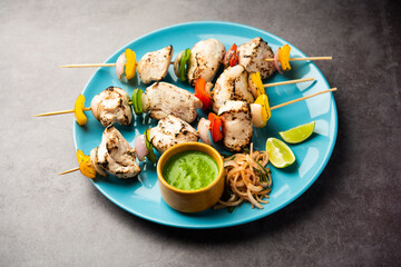 Reshmi Chicken malai Tikka also known as Afghani murgh Malai Tikka, asian food