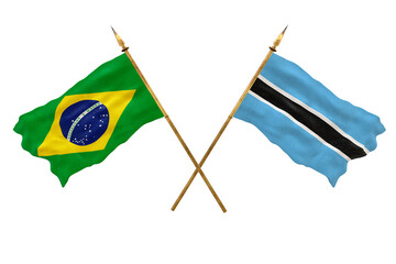Background for designers. National Day. 3D model National flags  of People's Republic of Brazil and Botswana