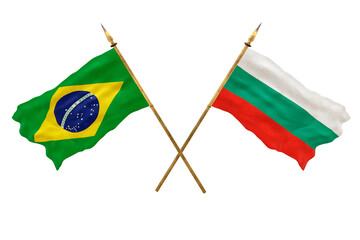 Background for designers. National Day. 3D model National flags  of People's Republic of Brazil and Bulgaria