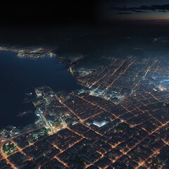 Arial View Night City Lights City Of Turkey