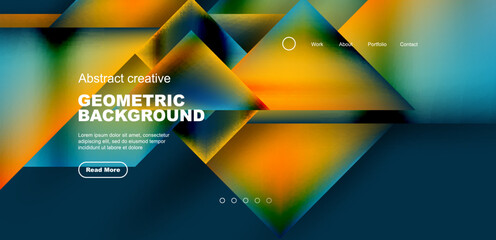 Geometric elements - squares and triangles composition background.