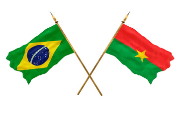 Background for designers. National Day. 3D model National flags  of People's Republic of Brazil and Burkina Faso