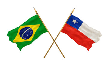 Background for designers. National Day. 3D model National flags  of People's Republic of Brazil and Chile