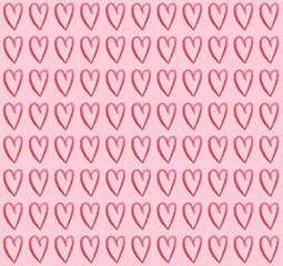 seamless hand-painted watercolor red hearts pattern background