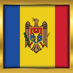 Moldovan Flag,Moldovan flag golden square button,Vector illustration eps10.