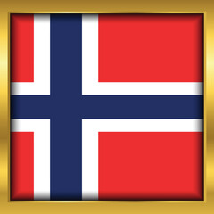 Fototapeta premium Norway Flag,Norway flag golden square button,Vector illustration eps10.
