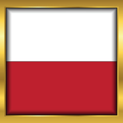 Fototapeta premium Poland Flag,Poland flag golden square button,Vector illustration eps10.