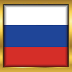 Russia Flag,Russia flag golden square button,Vector illustration eps10.