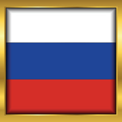 Russia Flag,Russia flag golden square button,Vector illustration eps10.
