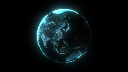 Fototapeta na wymiar デジタル地球の背景素材。世界地図