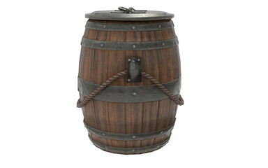 Wooden barrel on white background 