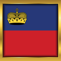 Liechtenstein Flag,Liechtenstein flag golden square button,Vector illustration eps10.