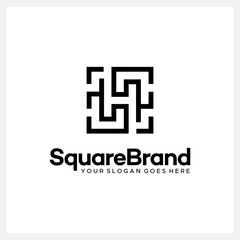 creative letter H square modern logo illustration