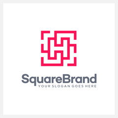 creative letter H square modern logo illustration