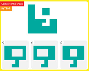 Fototapeta premium Find the Missing Piece. Shape completion questions, Find next shape