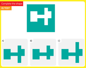 Fototapeta premium Find the Missing Piece. Shape completion questions, Find next shape