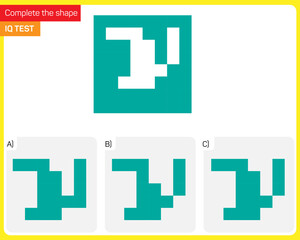 Find the Missing Piece. Shape completion questions, Find next shape