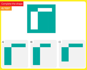 Find the Missing Piece. Shape completion questions, Find next shape