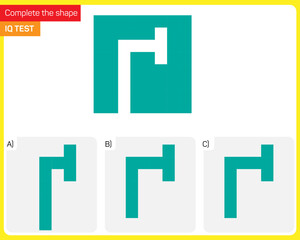 Find the Missing Piece. Shape completion questions, Find next shape