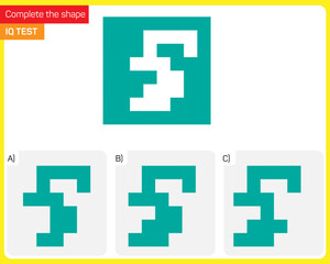 Obraz premium Find the Missing Piece. Shape completion questions, Find next shape