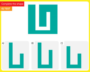 Find the Missing Piece. Shape completion questions, Find next shape