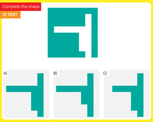 Find the Missing Piece. Shape completion questions, Find next shape