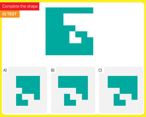 Find the Missing Piece. Shape completion questions, Find next shape