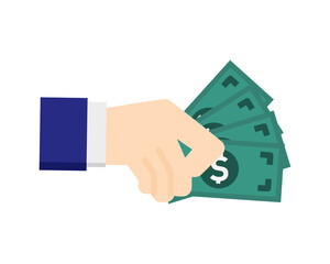 Businessman hand carrying cash payment