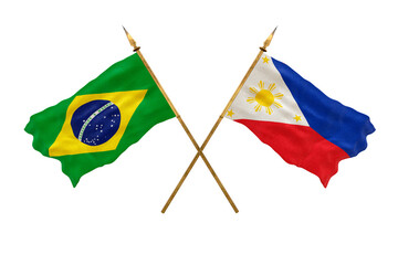 Background for designers. National Day. 3D model National flags  of People's Republic of Brazil and Philippines