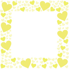 黄色のかわいいハートの正方形フレーム素材