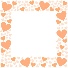 オレンジ色のかわいいハートの正方形フレーム素材
