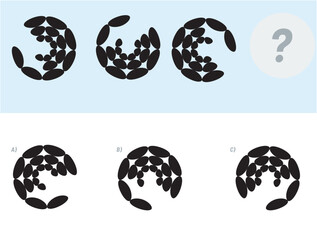 Find the Missing Piece. Shape completion questions, Find next shape