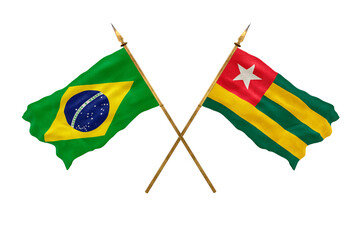 Background for designers. National Day. 3D model National flags  of People's Republic of Brazil and Togo