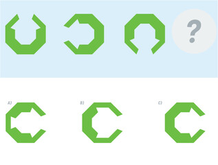 Obraz premium Find the Missing Piece. Shape completion questions, Find next shape