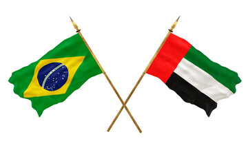 Background for designers. National Day. 3D model National flags  of People's Republic of Brazil and United Arab Emirates