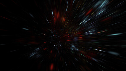 Abstract red and silver sparkles. Fantastic space background. Digital fractal art. 3d rendering.
